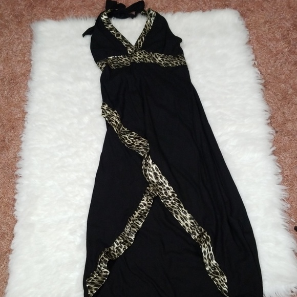 Uluwatu black animal print maxi halter dress Siz M - Picture 6 of 8